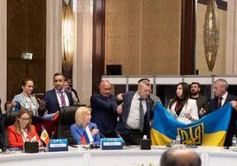 Peleas a puñetazos y empujones entre las delegaciones rusa y ucraniana en una cumbre internacional sobre cooperación