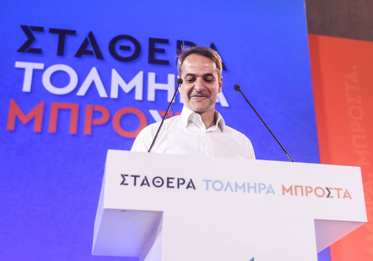 El primer ministro griego, Kyriakos Mitsotakis, durante un discurso en Tesalónica