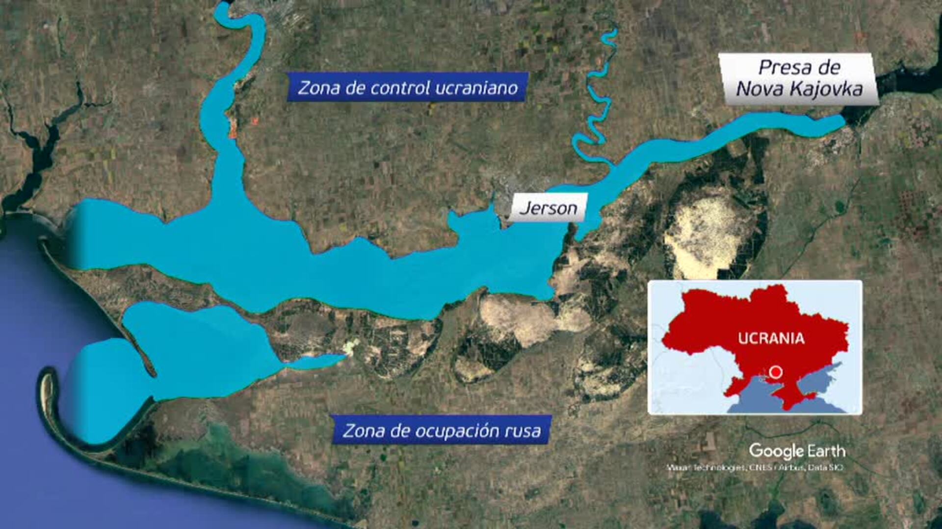 Ucrania y Rusia se culpan mutuamente del desastre de la presa de Kajovka
