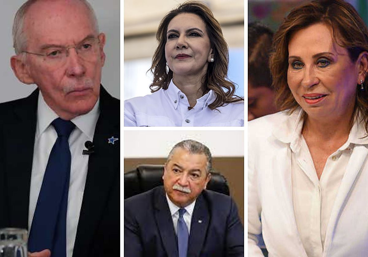 De izquierda a derecha, los cuatro candidatos que destacan en las encuestas: Edmond Mulet, Zury Ríos, Manuel Conde y Sandra Torres / VÍDEO (ATLAS)