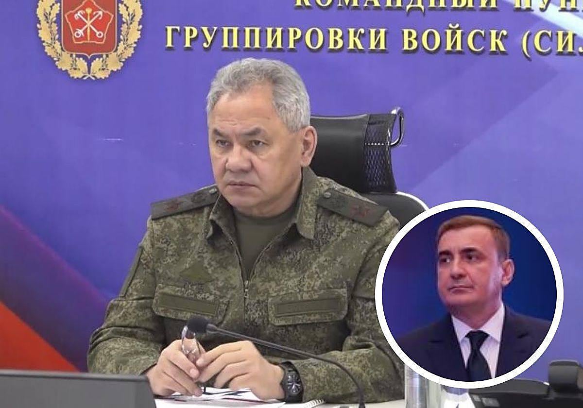 El actual ministro de Defensa ruso, Serguéi Shoigú, y en la imagen pequeña el favorito en caso de relevarlo, Aleksey Dyumin