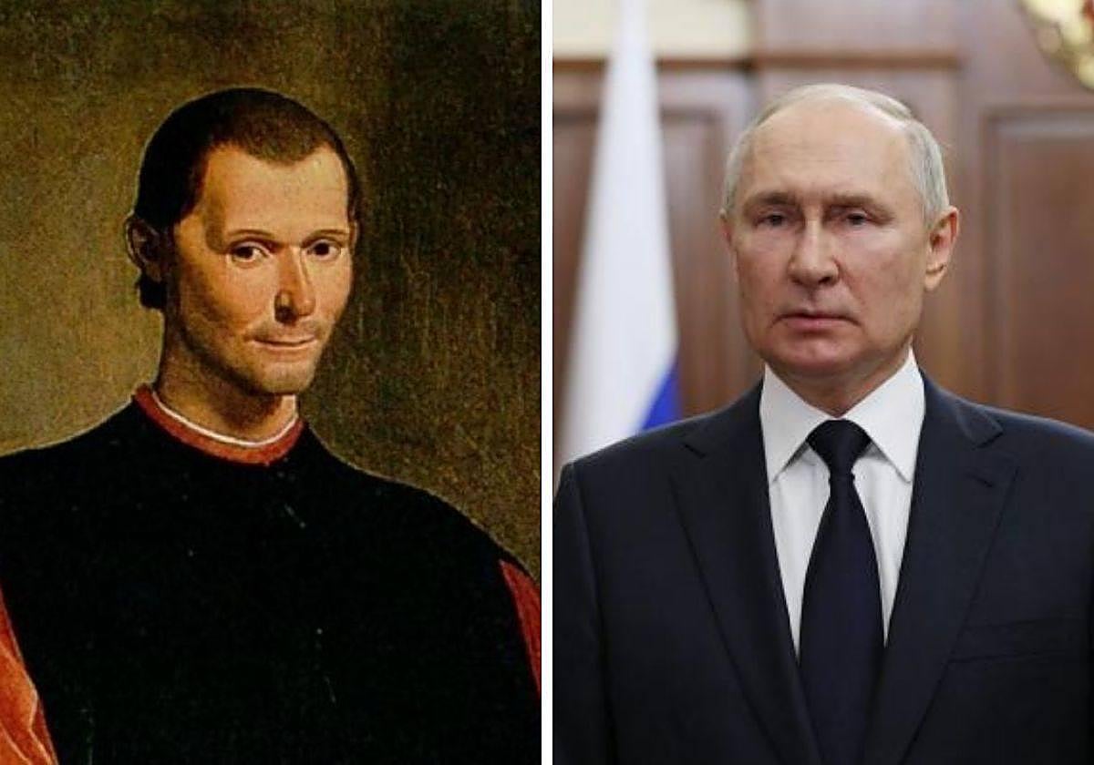 El filósofo político Nicolás Maquiavelo y el Presidente de Rusia, Vladímir Putin