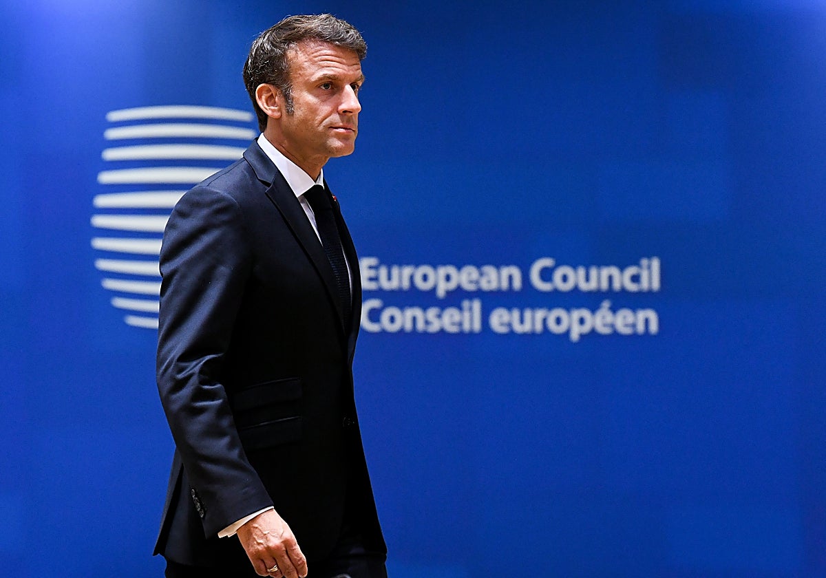 El presidentre francés, Emmanuel Macron, este viernes en Bruselas