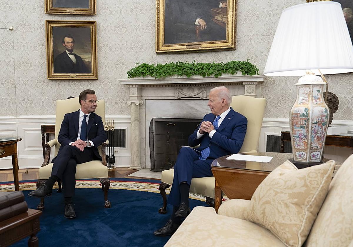 Joe Biden y Ulf Kristersson durante un encuentro en la Casa Blanca