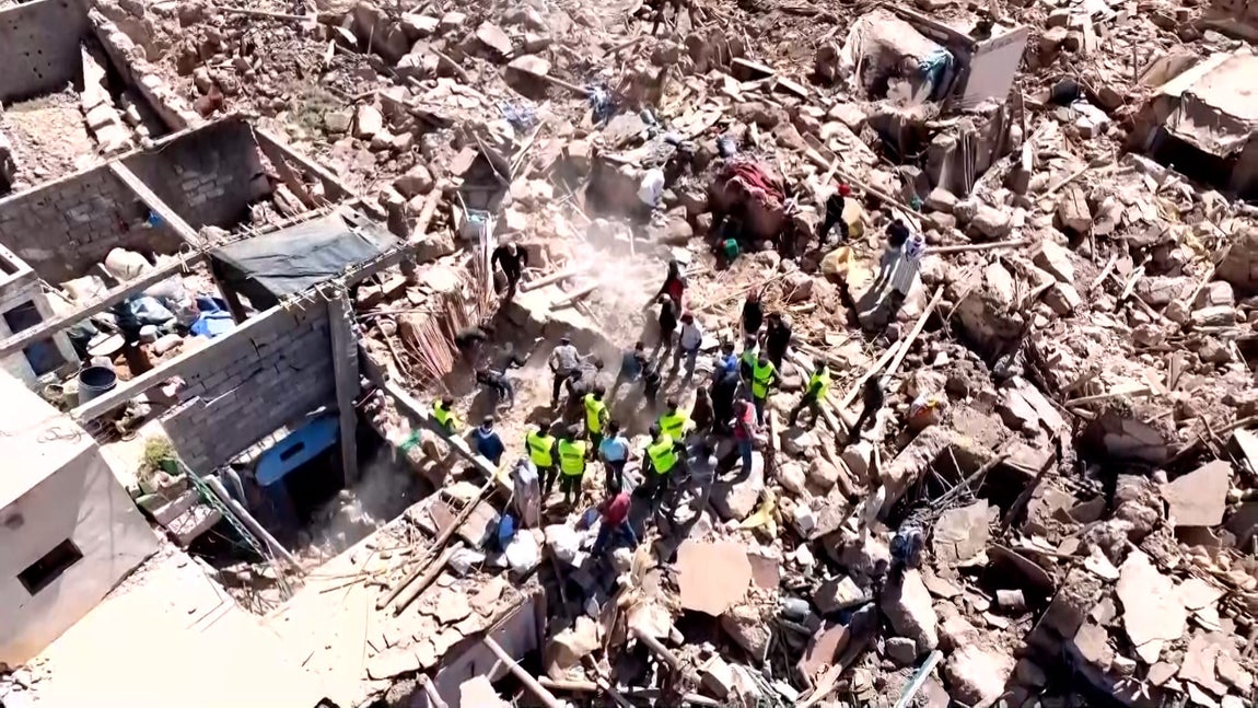 Imagen aérea de los destrozos que dejó el terremoto en Marruecos