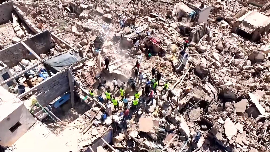Vista aérea de los destrozos del terremoto en Marruecos
