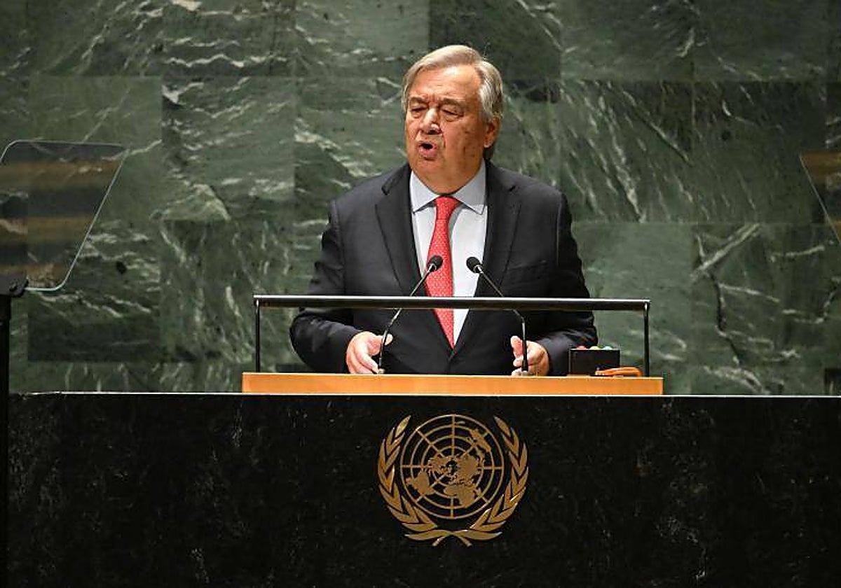 El sceretario general de la ONU, Antonio Guterres, durante su alocución