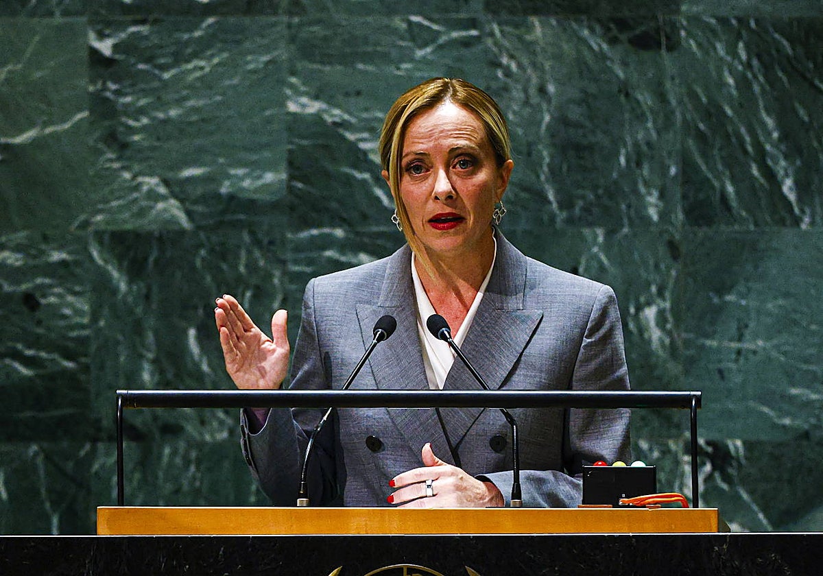 Giorgia Meloni durante su discurso ante Naciones Unidas