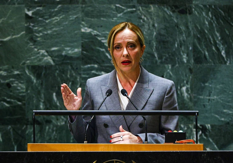 Giorgia Meloni durante su discurso ante Naciones Unidas