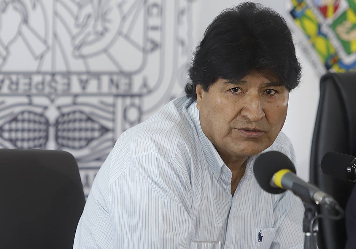 El expresidente de Bolivia Evo Morales durante una conferencia en Puebla (México)