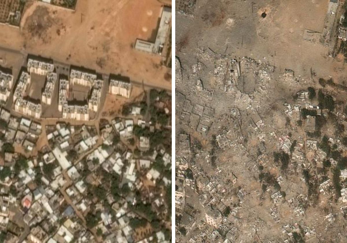 El norte de Gaza, reducido a escombros: las imágenes satelitales del antes y después