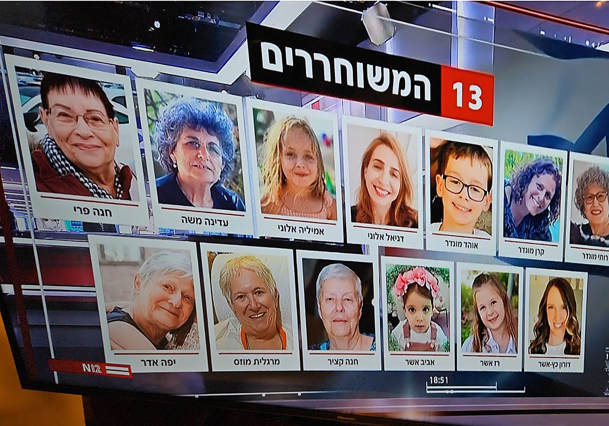 Foto de los 13 rehenes israelíes liberados