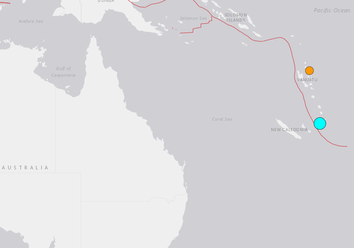 Ubicación del terremoto de magnitud 7,1 en Vanuatu