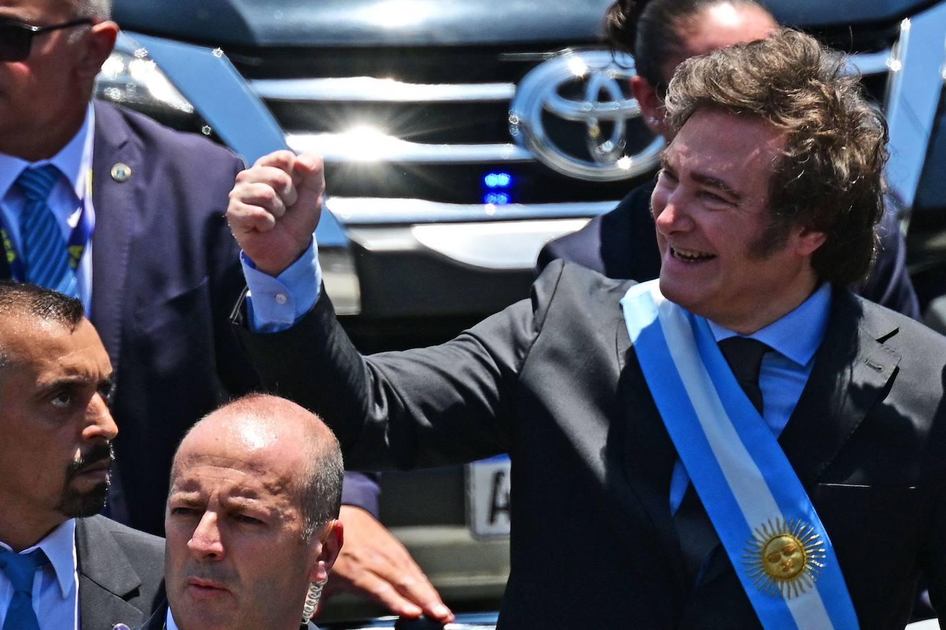 Milei, eufórico en el día de su toma de posesión