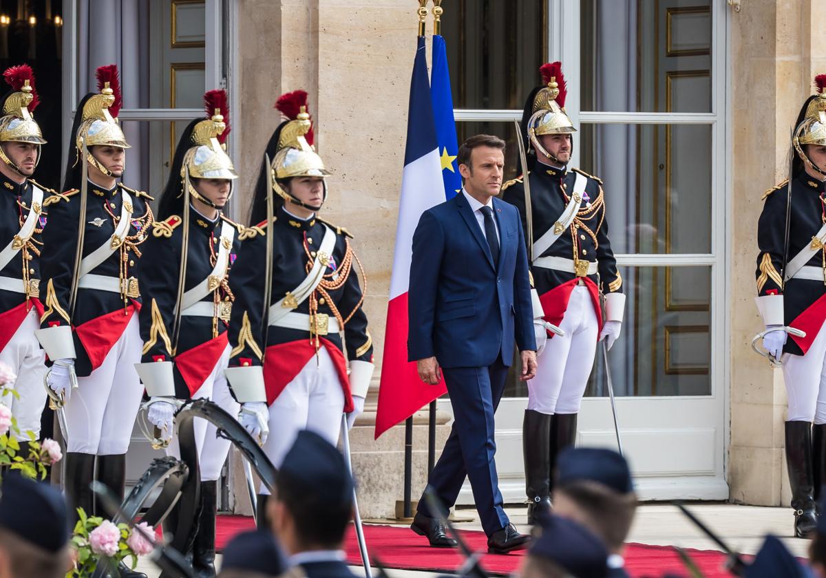 Macron, durante un acto oficial en el Elíseo