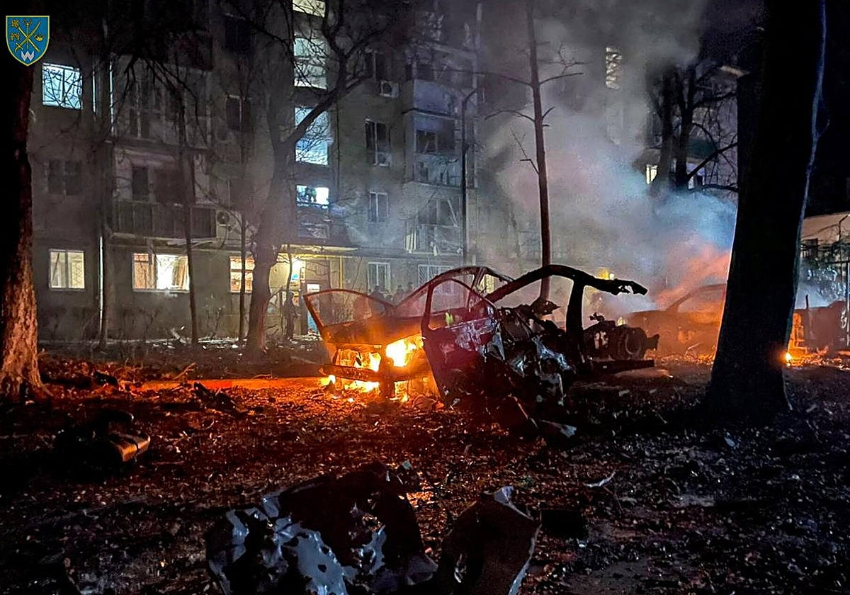 Destrucción provocada por un ataque con drones en Odesa