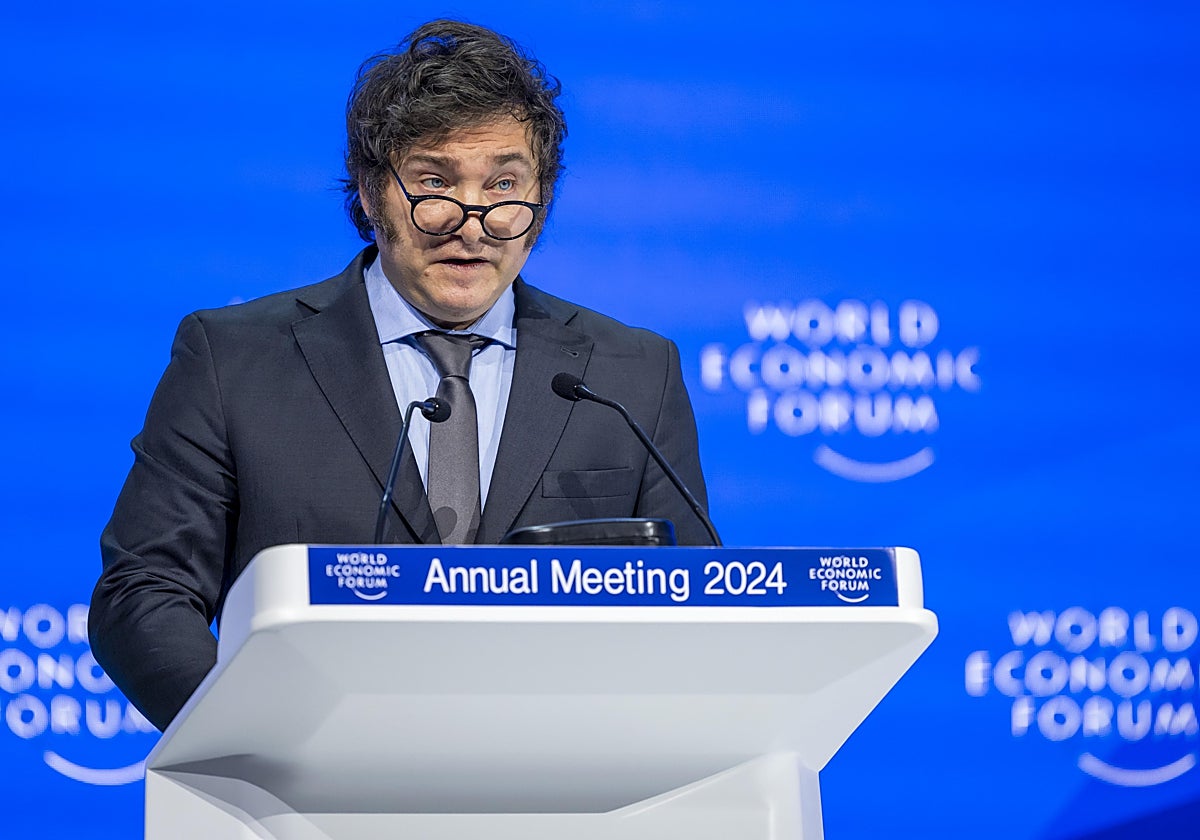 El presidente argentino Javier Milei este miércoles en Davos