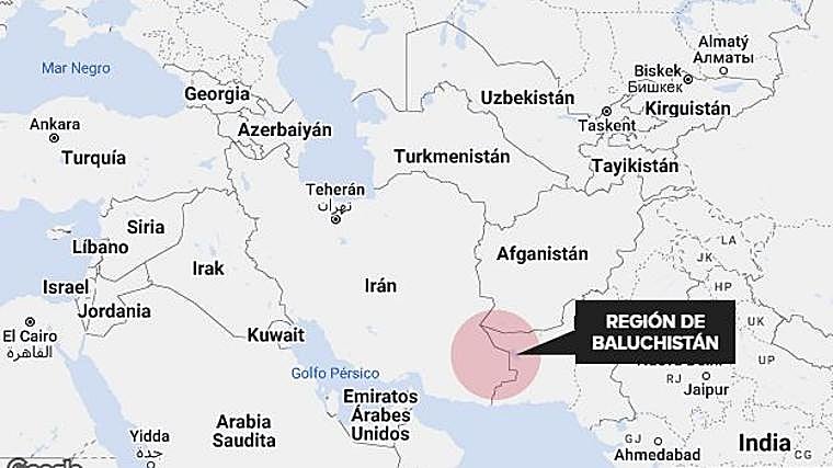 Provincia iraní de Baluchistán en la que se están produciendo los ataques