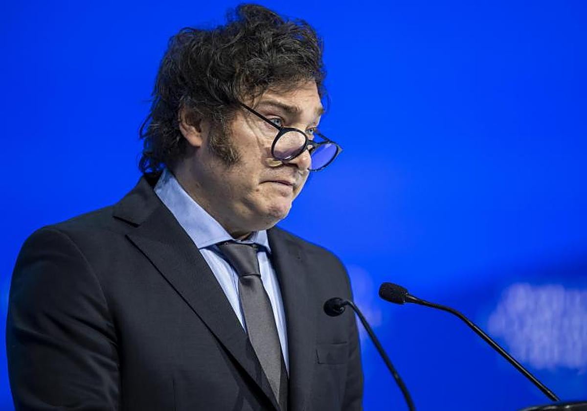 El presidente de Argentina, Javier Milei, en el Foro de Davos