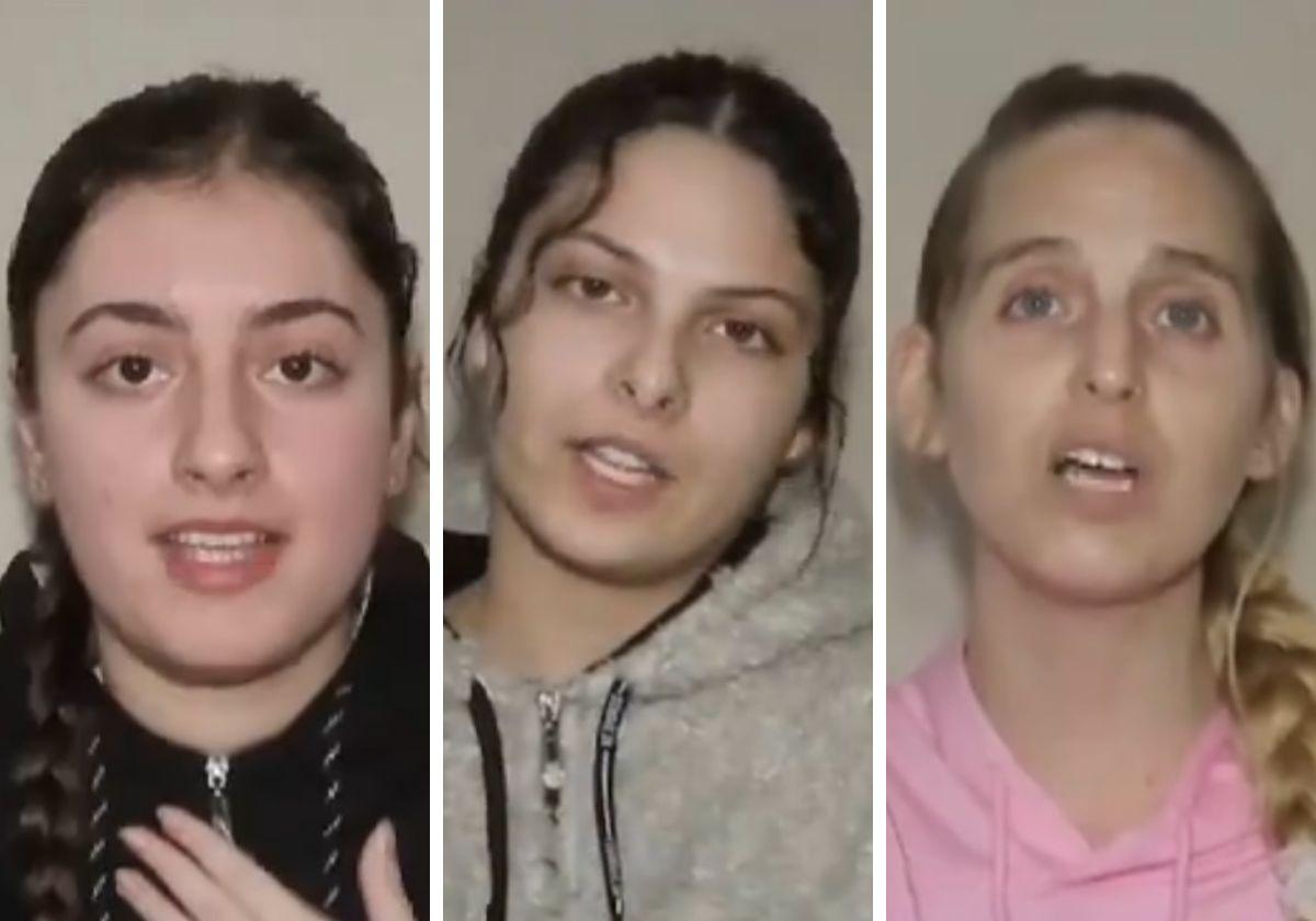 Las tres rehenes aparecidas en el vídeo difundido por Hamás