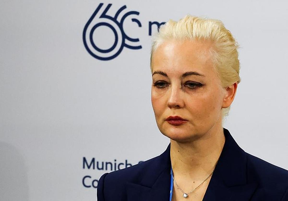 Yulia Navalnaya, durante la Conferencia de Seguridad de Munich, tras enterarse de la muerte de su marido