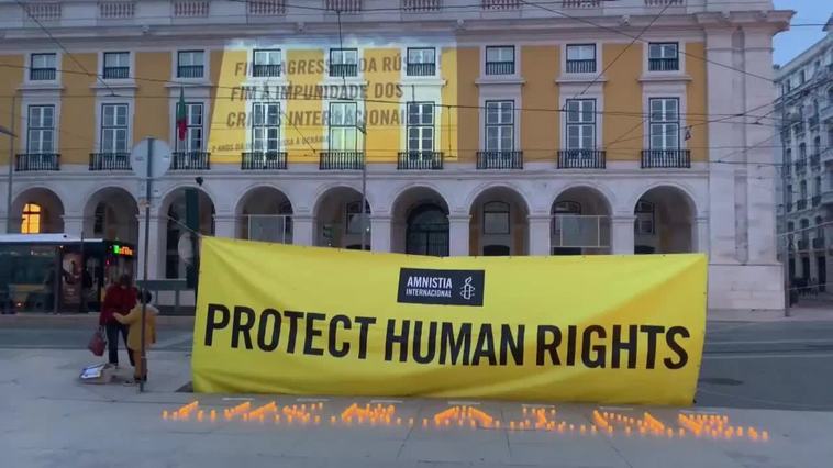 Vigilia en el centro de Lisboa contra la guerra en Ucrania