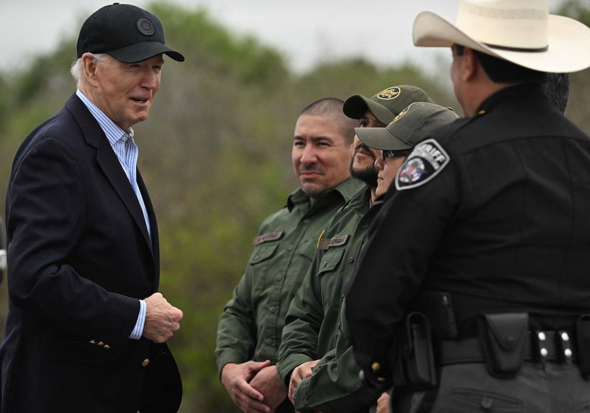 El presidente de Estados Unidos, Joe Biden, durante su visita a la frontera con México