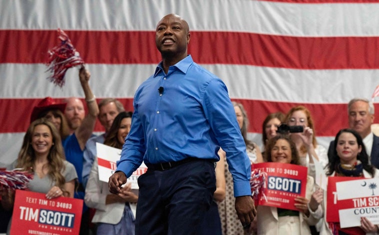 Imagen principal - Tim Scott, Vivek Ramaswamy y Kristi Noem, posibles visepresidentes de Trump