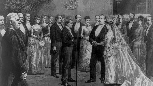 Boda en la Casa Blanca de Grover Cleveland con la joven Frances en 1886