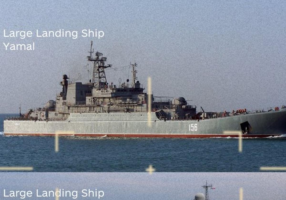 Imagen distribuida por el Ministerio de Defensa de Ucrania sobre los barcos atacados
