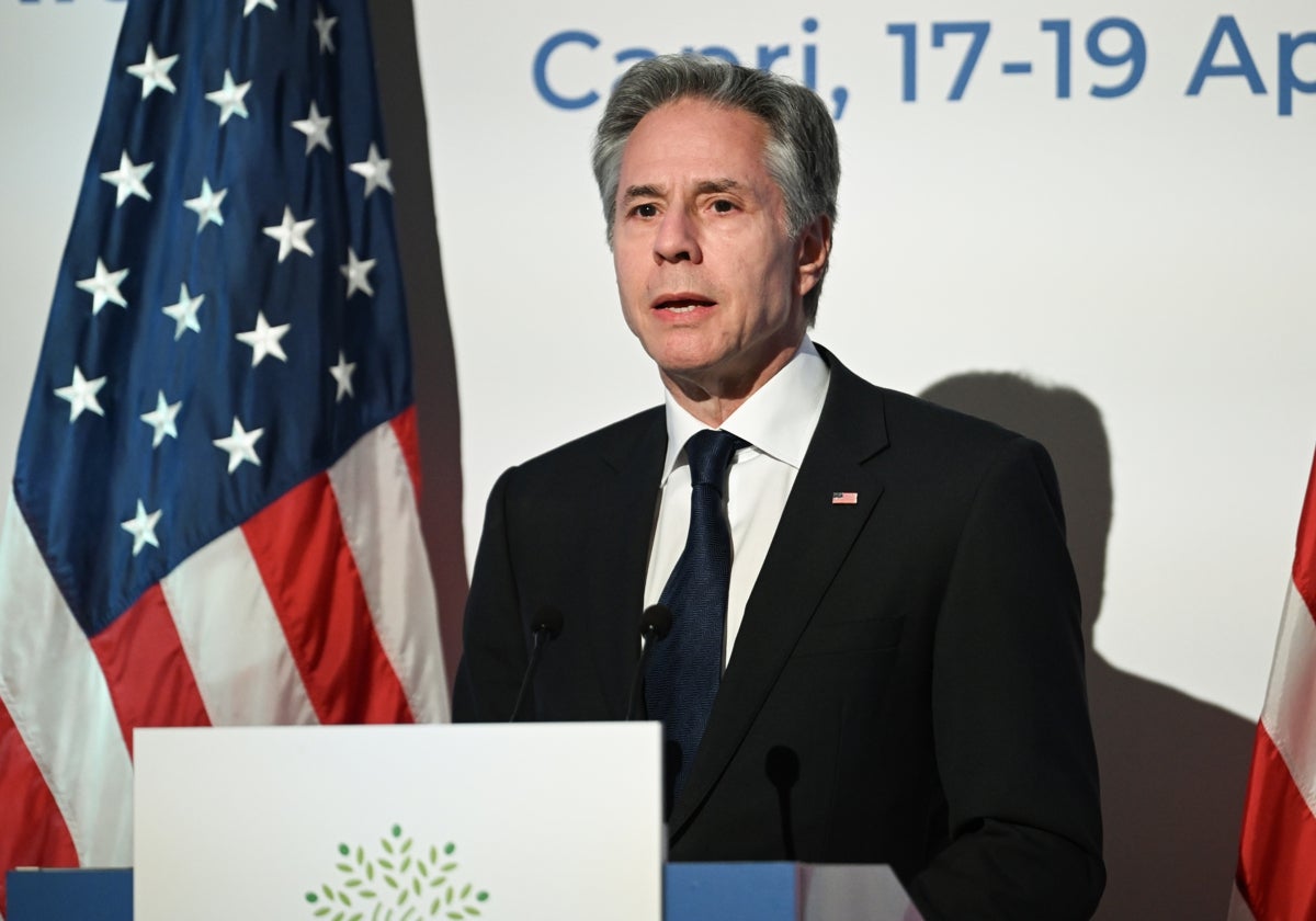 Antony Blinken, este viernes durante la rueda de prensa del G-7 en Capri