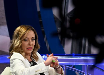 Giorgia Meloni asiste al programa de televisión nacional italiano «Porta a Porta»