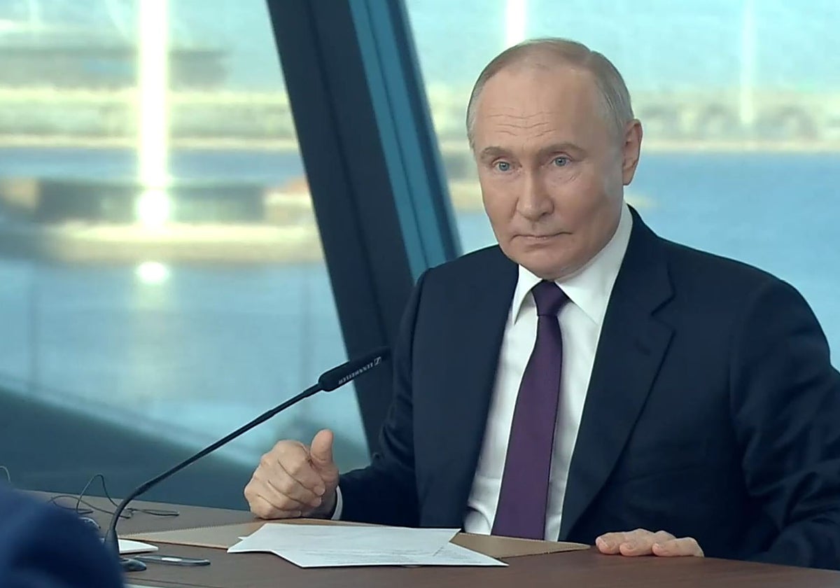 El presidente de Rusia, Vladímir Putin, durante su visita a San Petersburgo