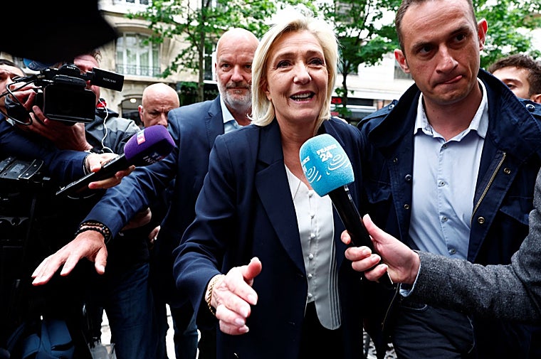 Le Pen el día después de la victoria de su partido en el Parlamento Europeo