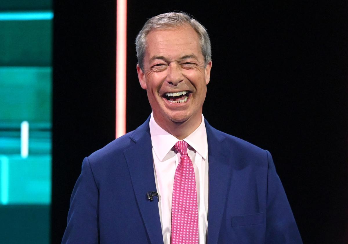 Nigel Farage, líder de Reform UK, durante el debate del 13 de junio en la cadena ITV