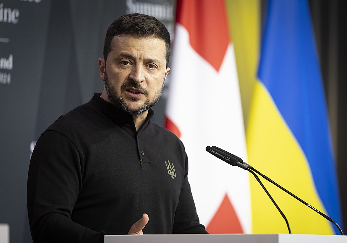 El presidente ucraniano, Volodímir Zelenski, este sábado en Lucerna, donde se celebra la Conferencia de Paz