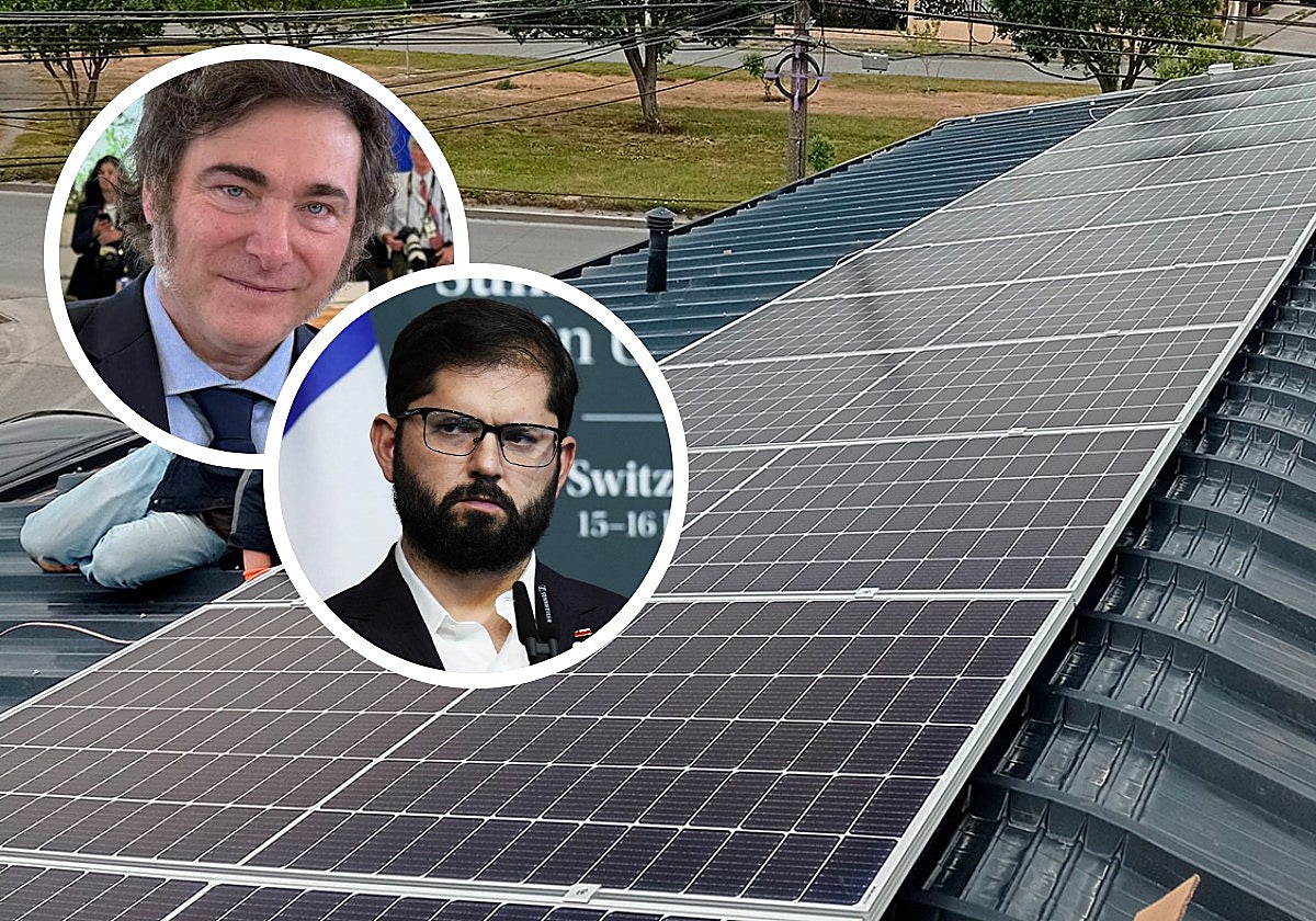 Disputa entre Boric (derecha) y Melei por la colocación de unos paneles solares