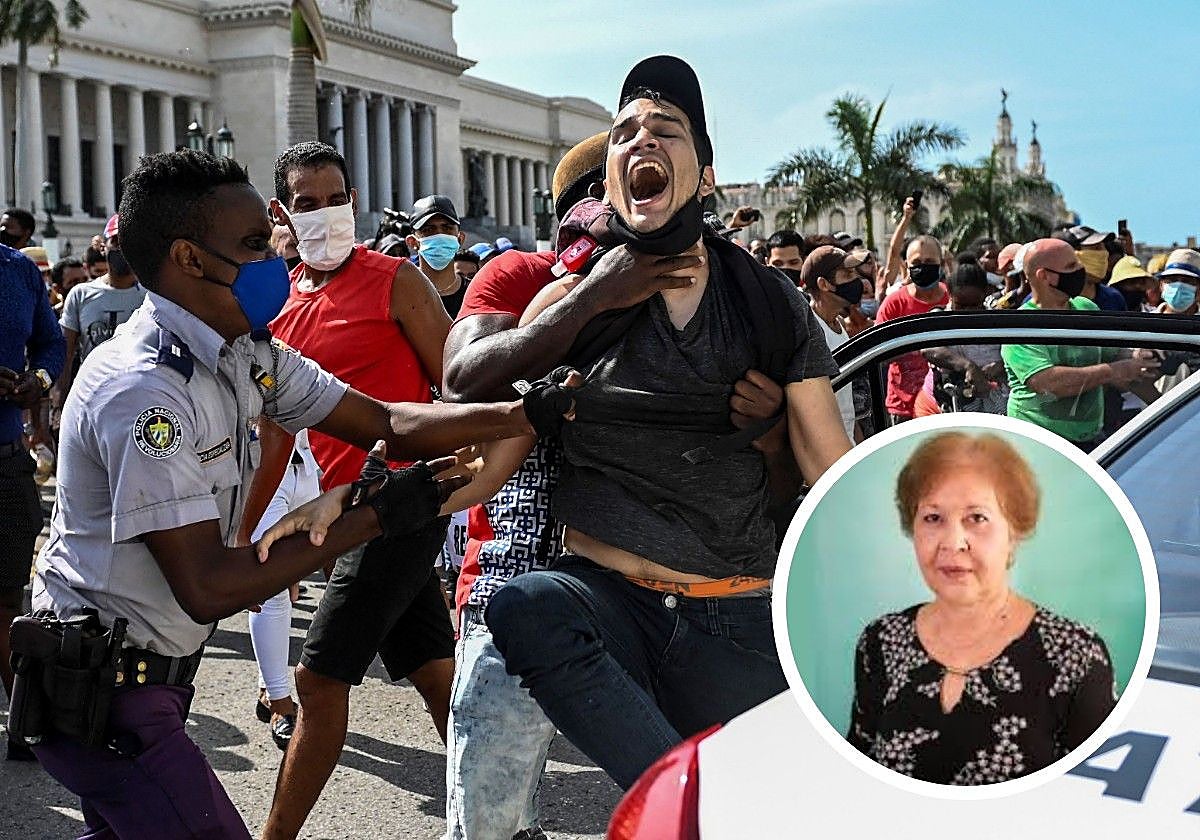 Protestas en Cuba. Abajo, foto de Alina Bárbara López Hernández