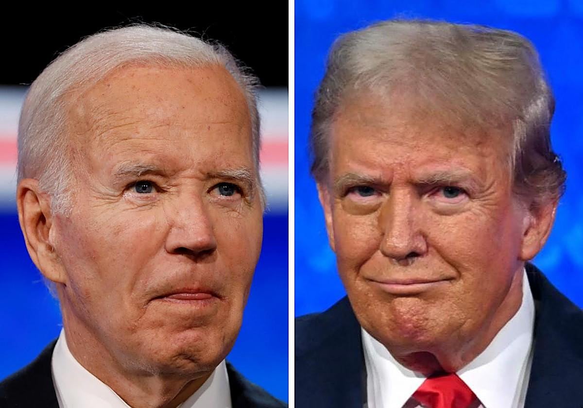 El candidato demócrata, Joe Biden, y el candidato republicano, Donald Trump, en el primer debate televisado de las presidenciales de EE.UU.