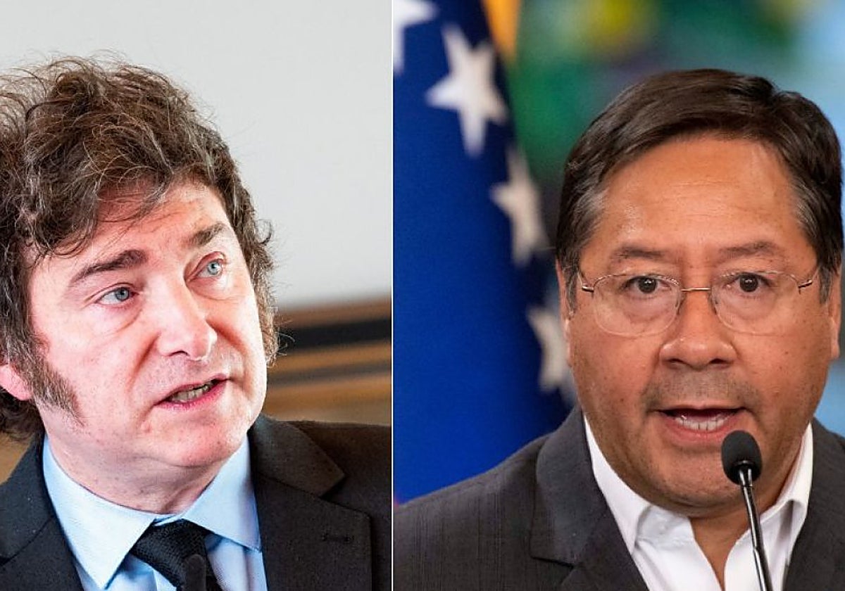 El presidente argentino, Javier Milei (izquierda), y su homólogo de Bolivia, Luis Arce