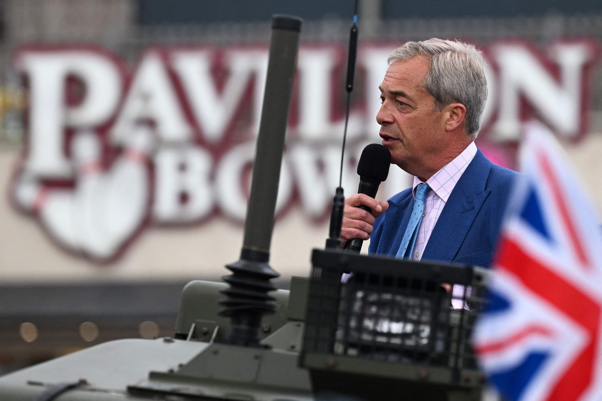 Nigel Farage, líder del Partido Reformista, en un evento el día previo a las elecciones.