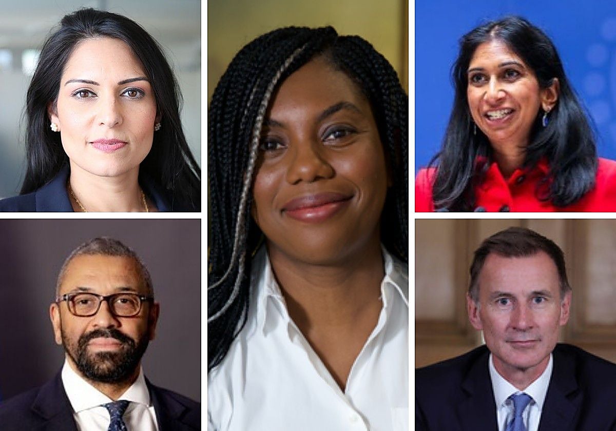 Priti Patel, Suella Braverman, Kemi Badenoch, James Cleverly y Jeremy Hunt