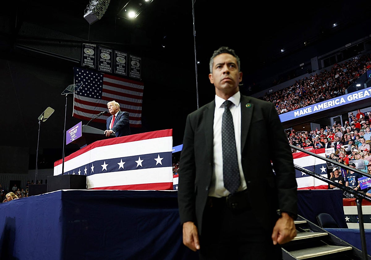 El expresidente Trump en su mitin de en Grand Rapids (Míchigan)