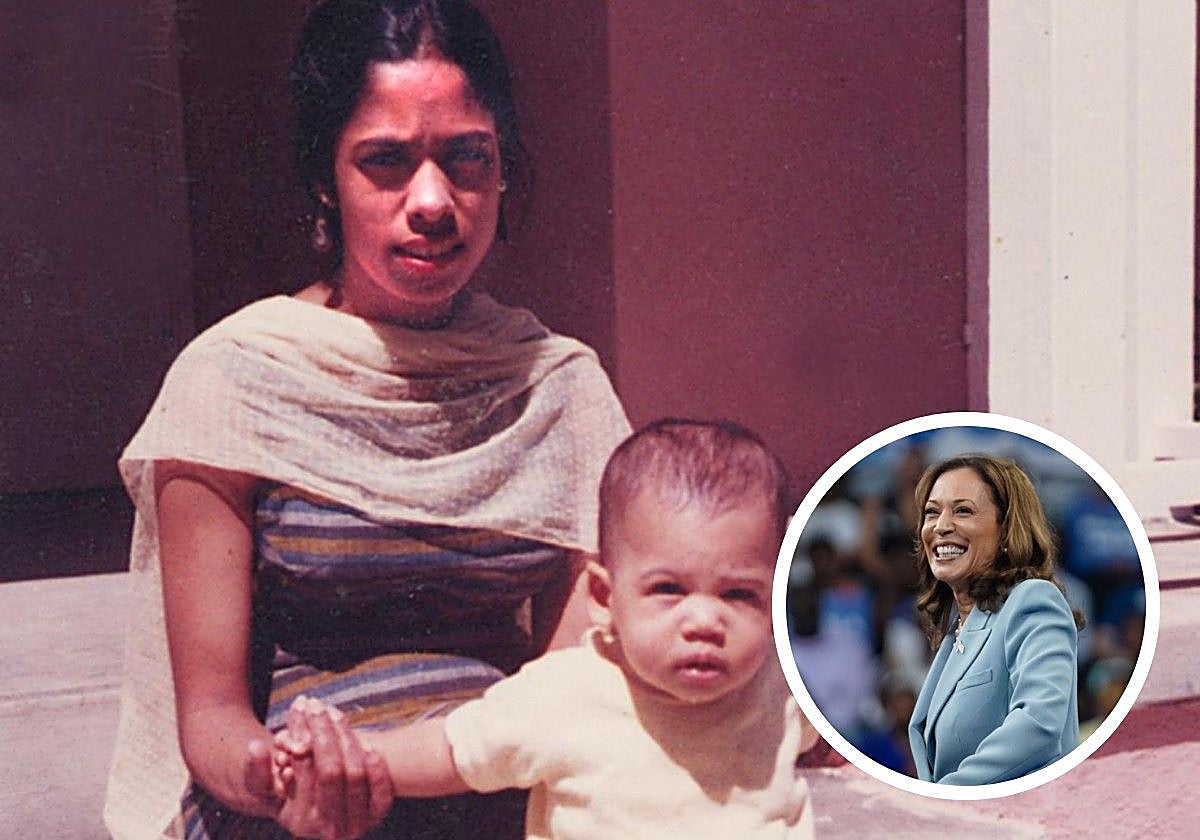 Foto de Harris de bebé con su madre