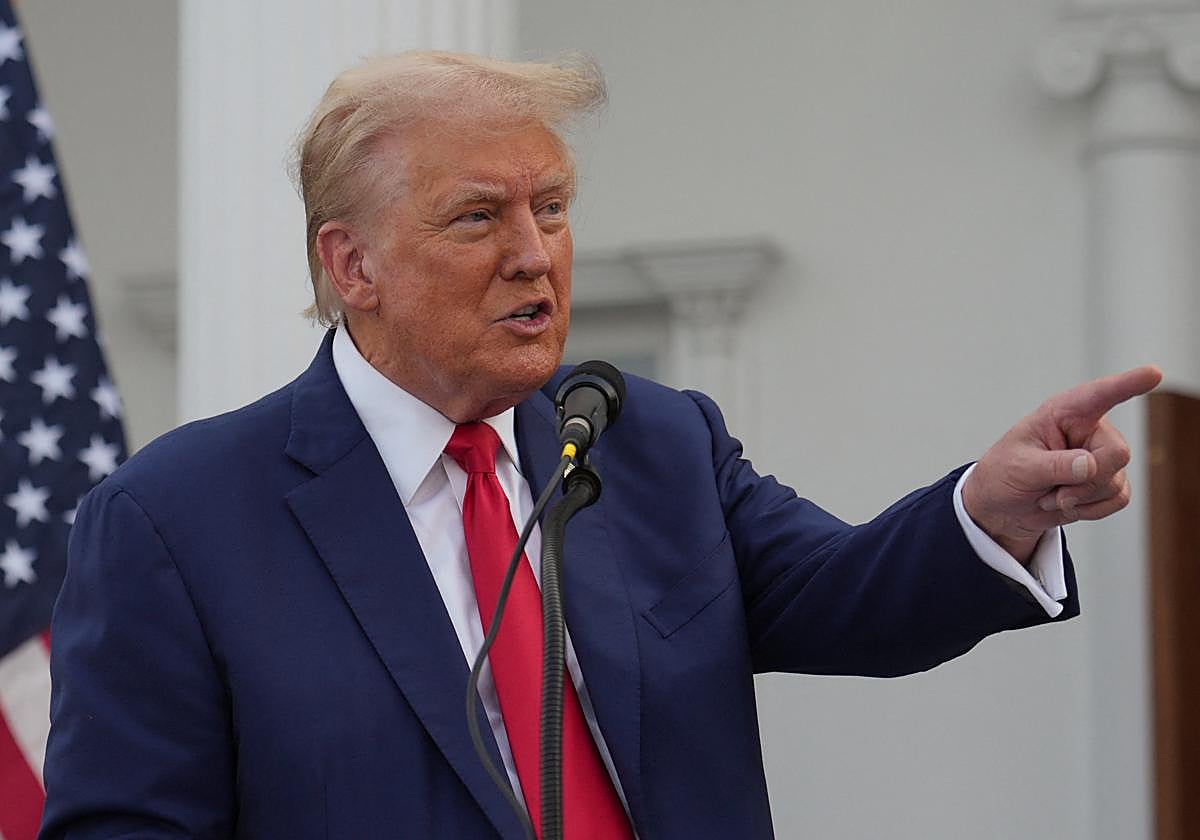 El expresidente de Estados Unidos Donald Trump ofrece una rueda de prensa en Bedminster este jueves