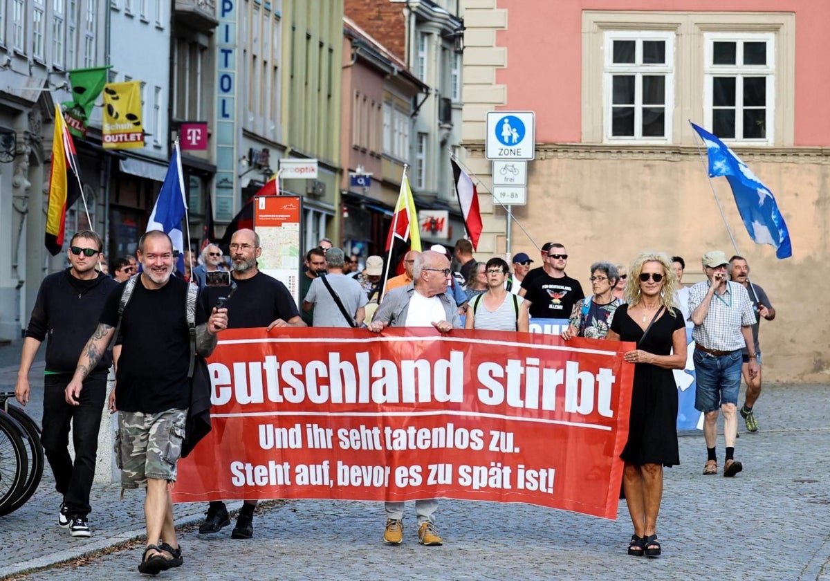 Sahra Wagenknecht, líder del BSW, hace campaña en Eisenach, en el estado de Turingia, Alemania