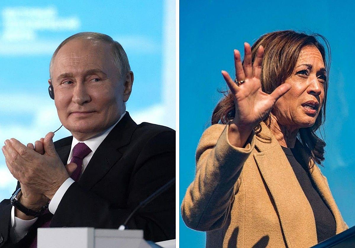 El presidente ruso, Vladimir Putin, y la candidata demócrata, Kamala Harris