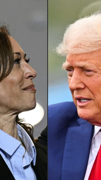 Fotomontaje entre la candidata demócrata Kamala Harris y el candidato republicano Donald Trump