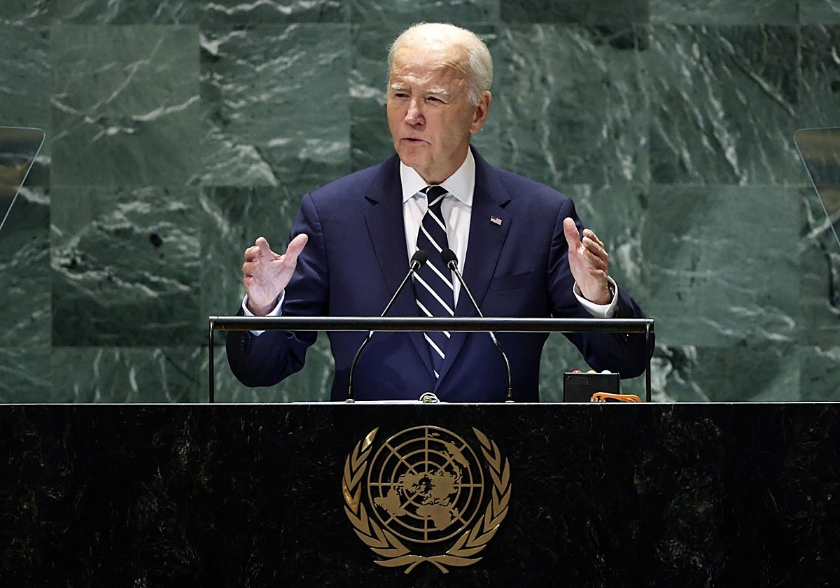 Joe Biden habla durante la 79.ª sesión de la Asamblea General de las Naciones Unidas en Nueva York