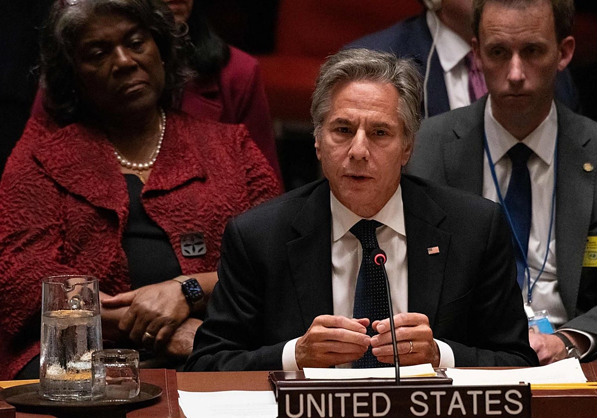 Antony Blinken habla en una reunión del Consejo de Seguridad de las Naciones Unidas en la ONU